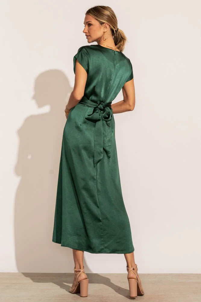 Rosalind Midi Dress in Emerald