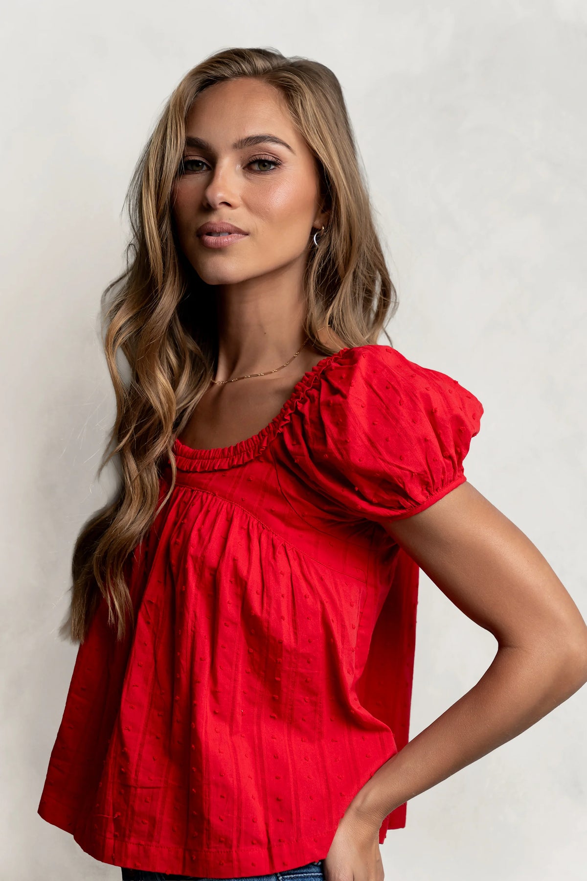 Delaney Swiss Dot Top in Red