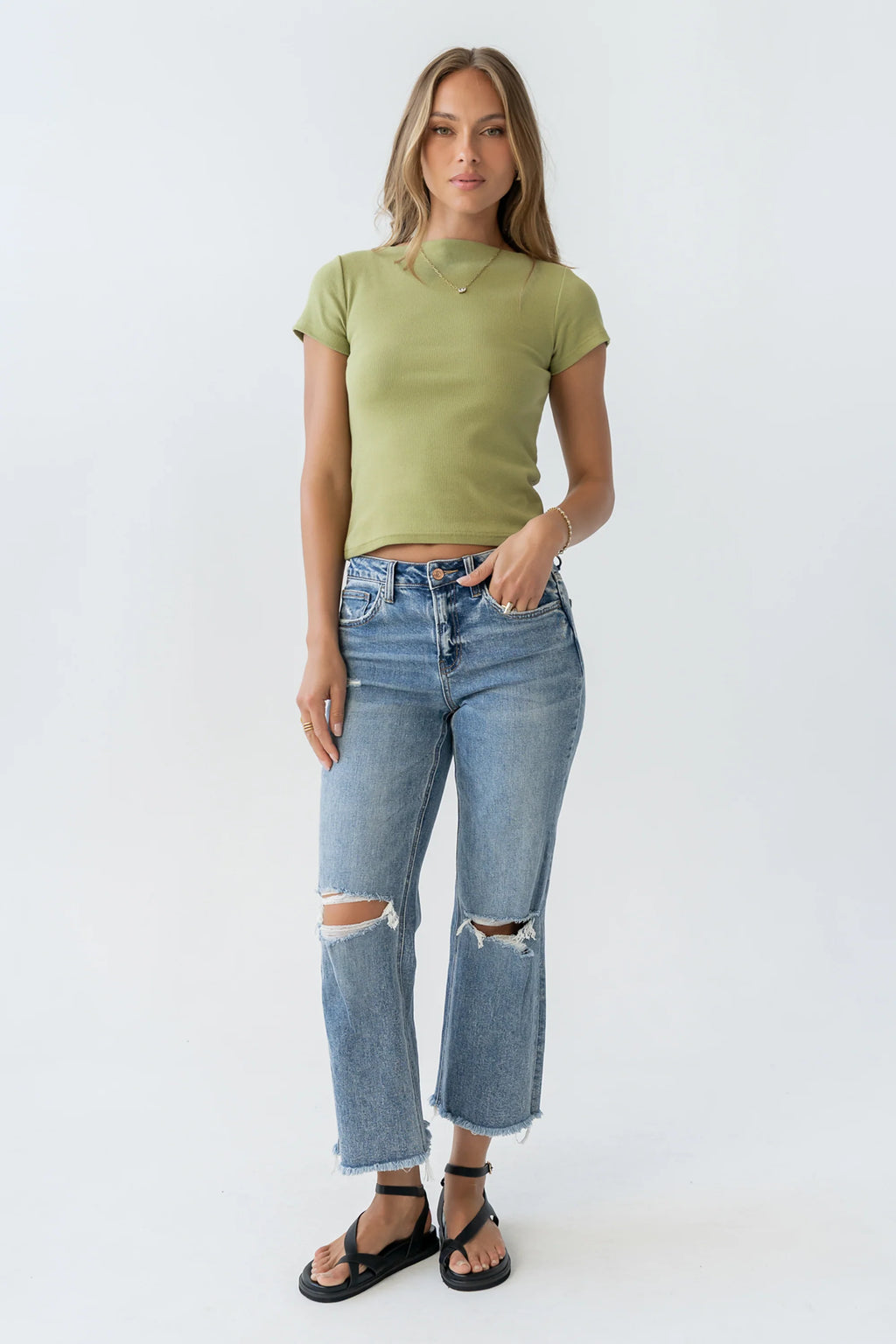 Martha Boatneck Top in Green