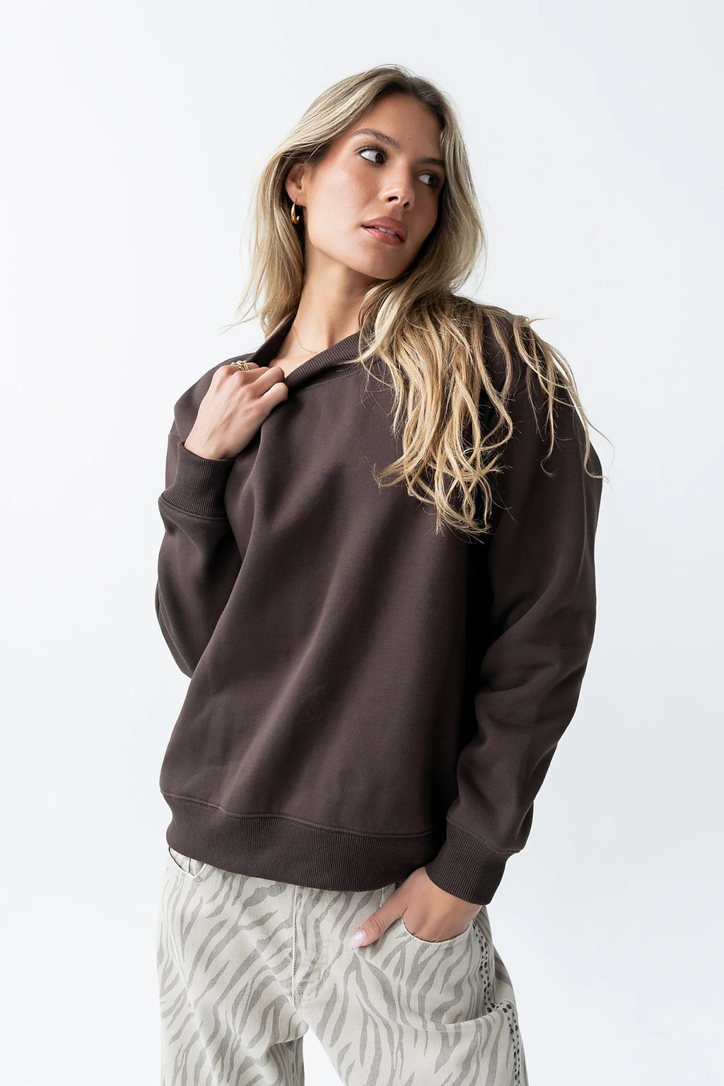 Marie Oversized Sweatshirt in Brown