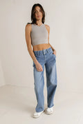 Ines Waffle Knit Tank in Grey