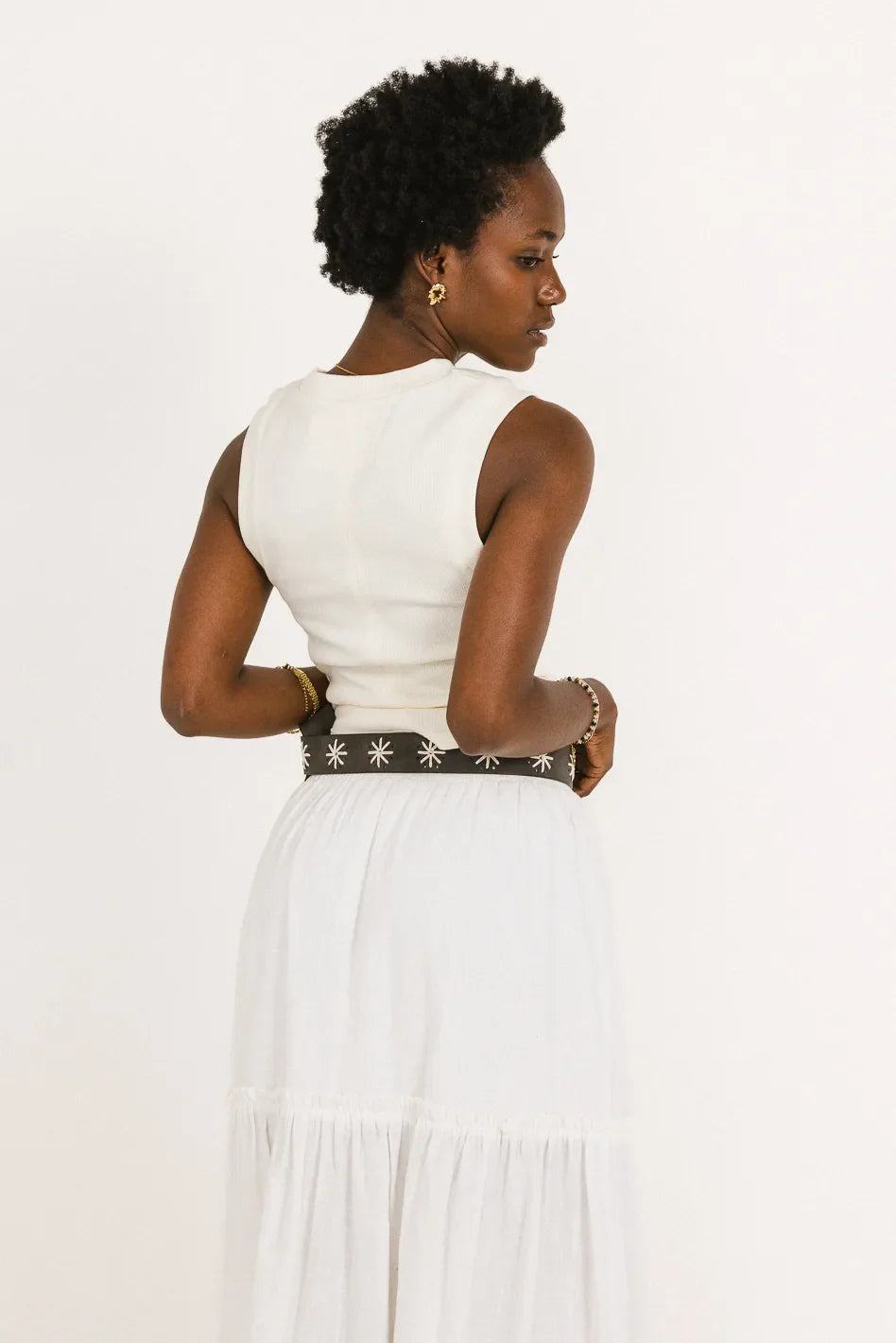 Altair Star Embroidered Belt in Black