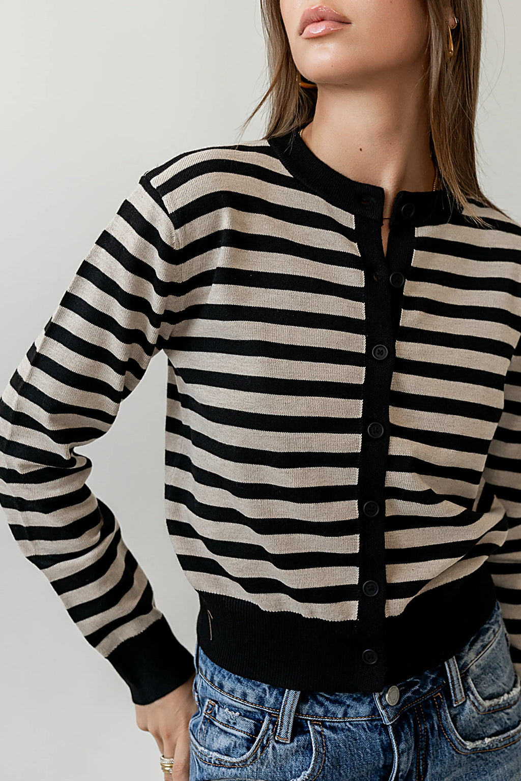 Kali Striped Sweater in Taupe