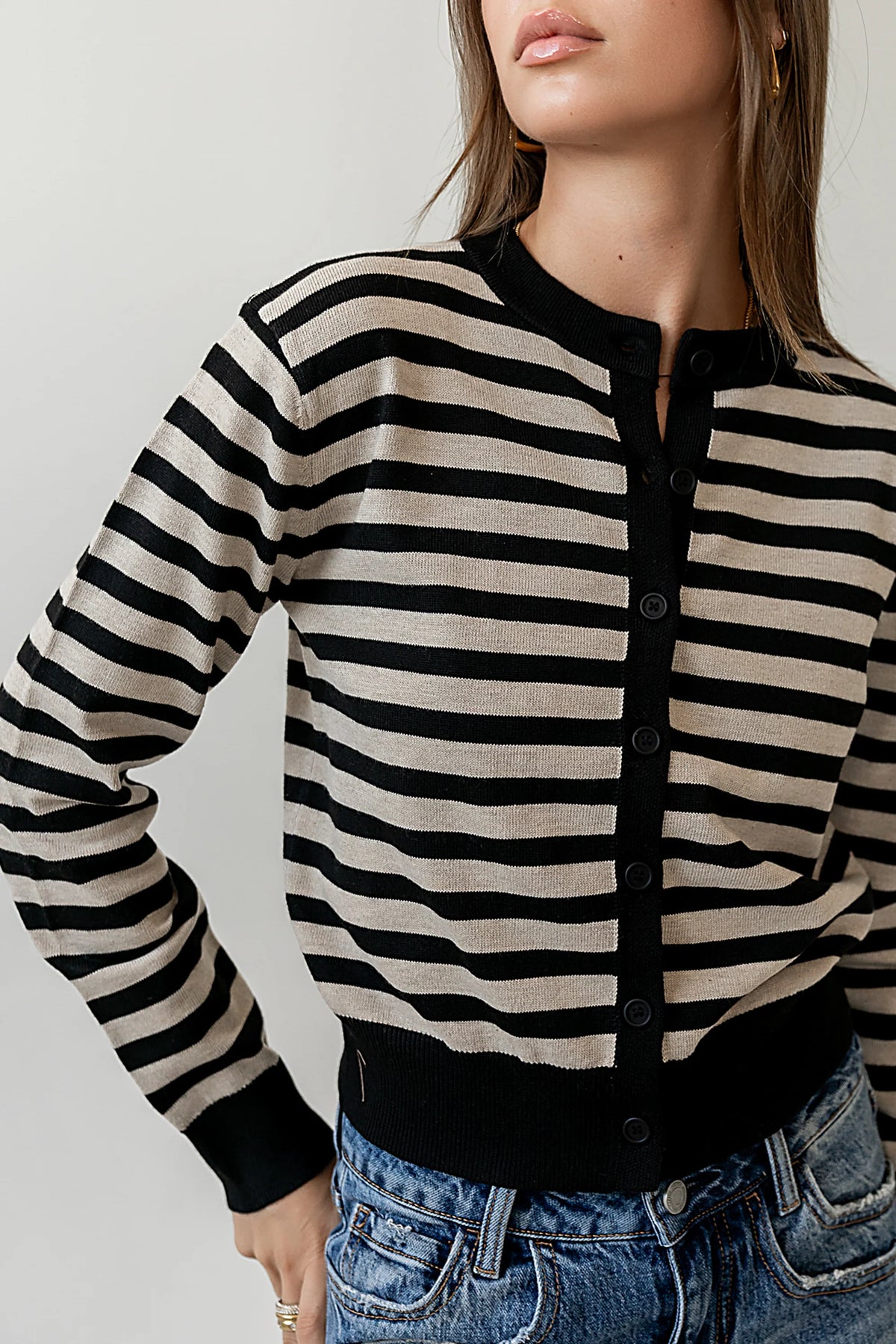 Kali Striped Sweater in Taupe