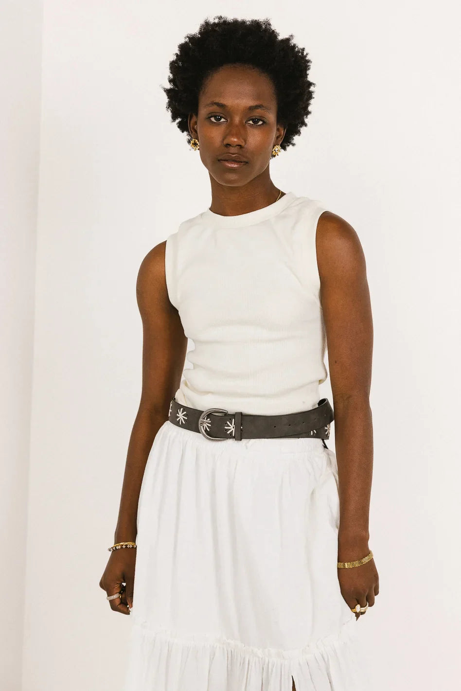 Altair Star Embroidered Belt in Black