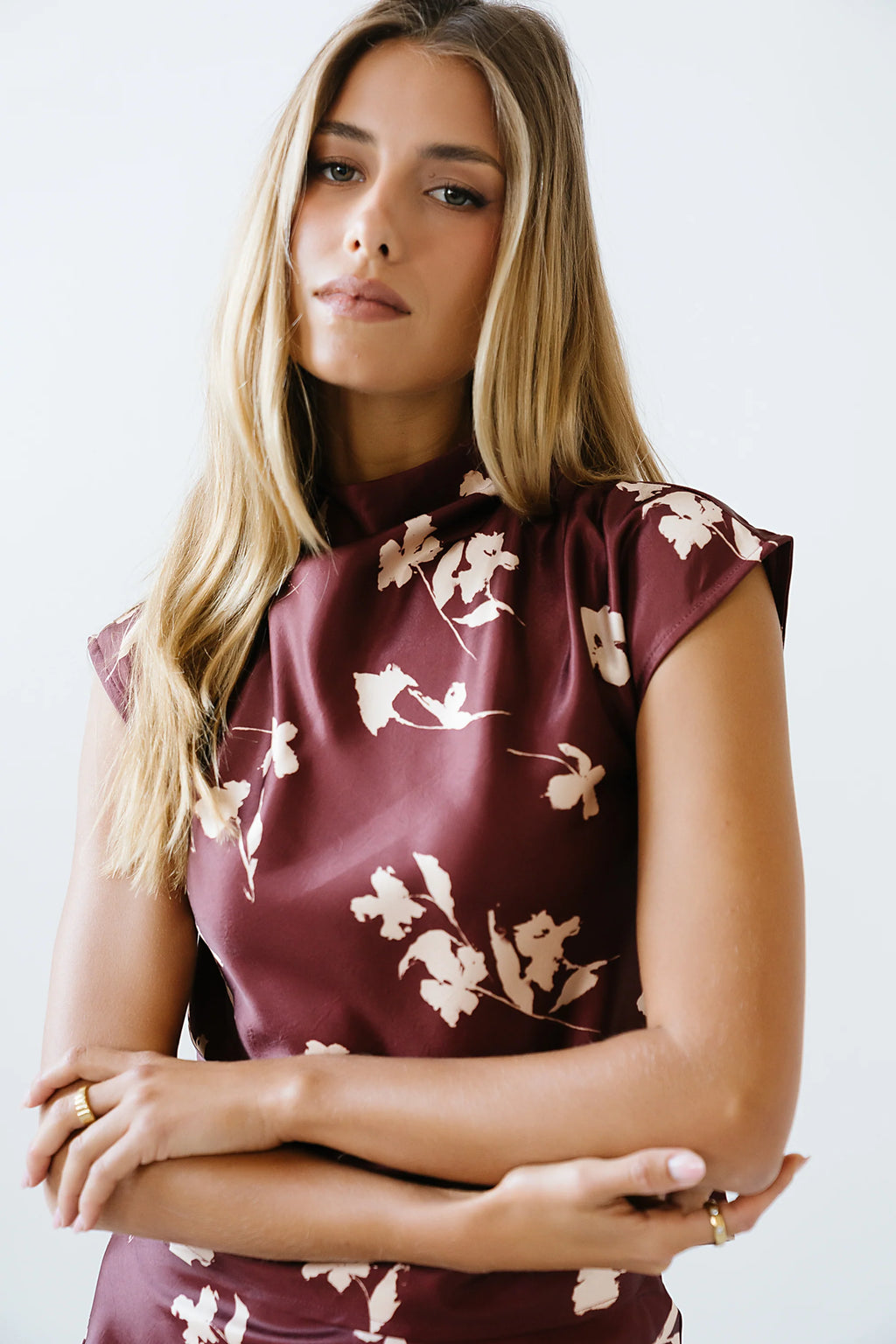 Carsyn Floral Top in Red Brown