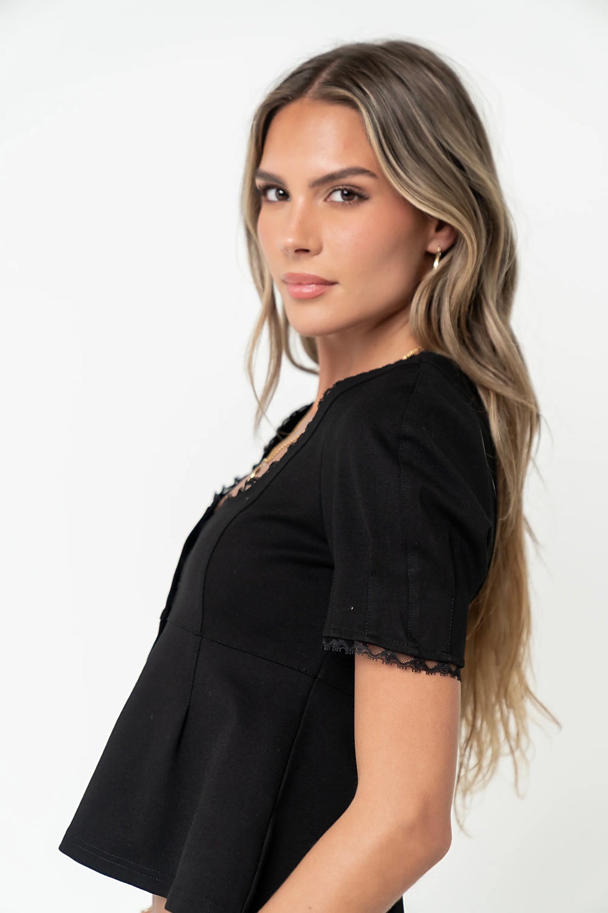 Leticia Peplum Top in Black