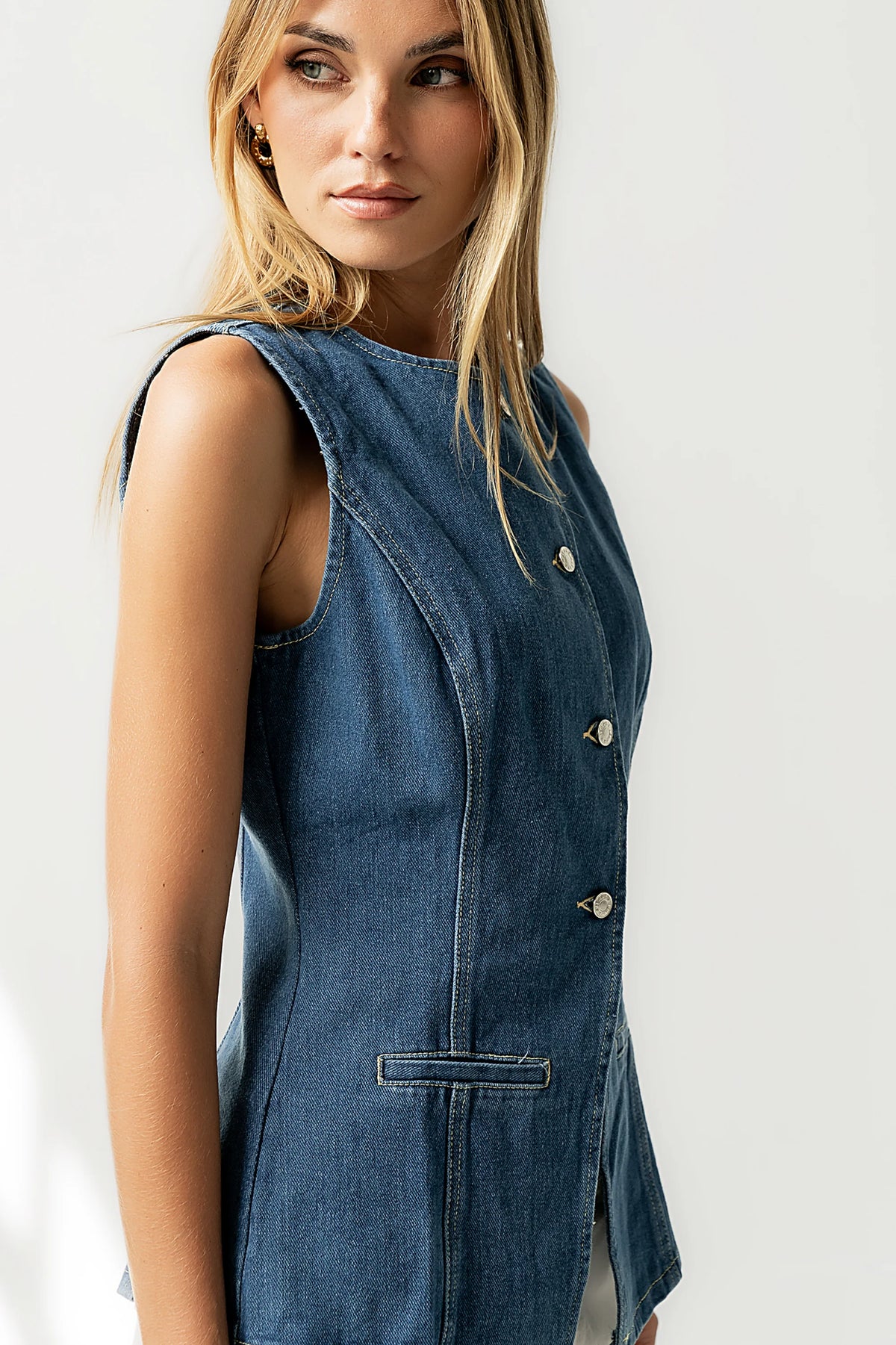 Hudson Denim Vest in Dark Wash