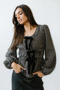Ella Tie Peplum Blouse in Black