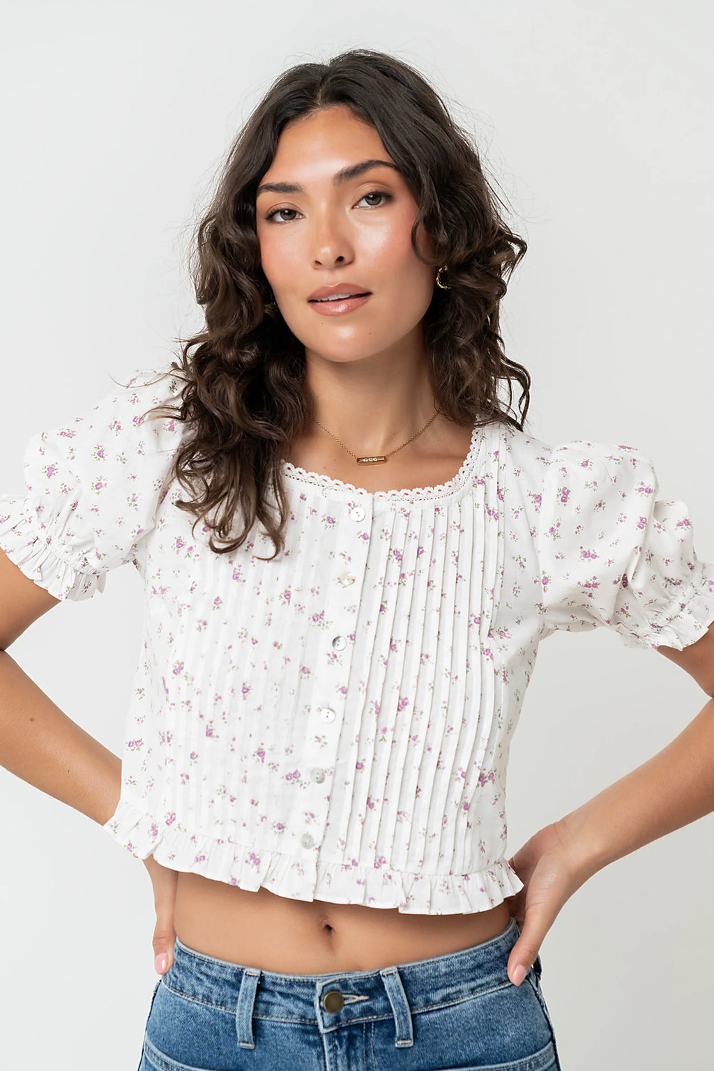 Tracie Floral Blouse in White