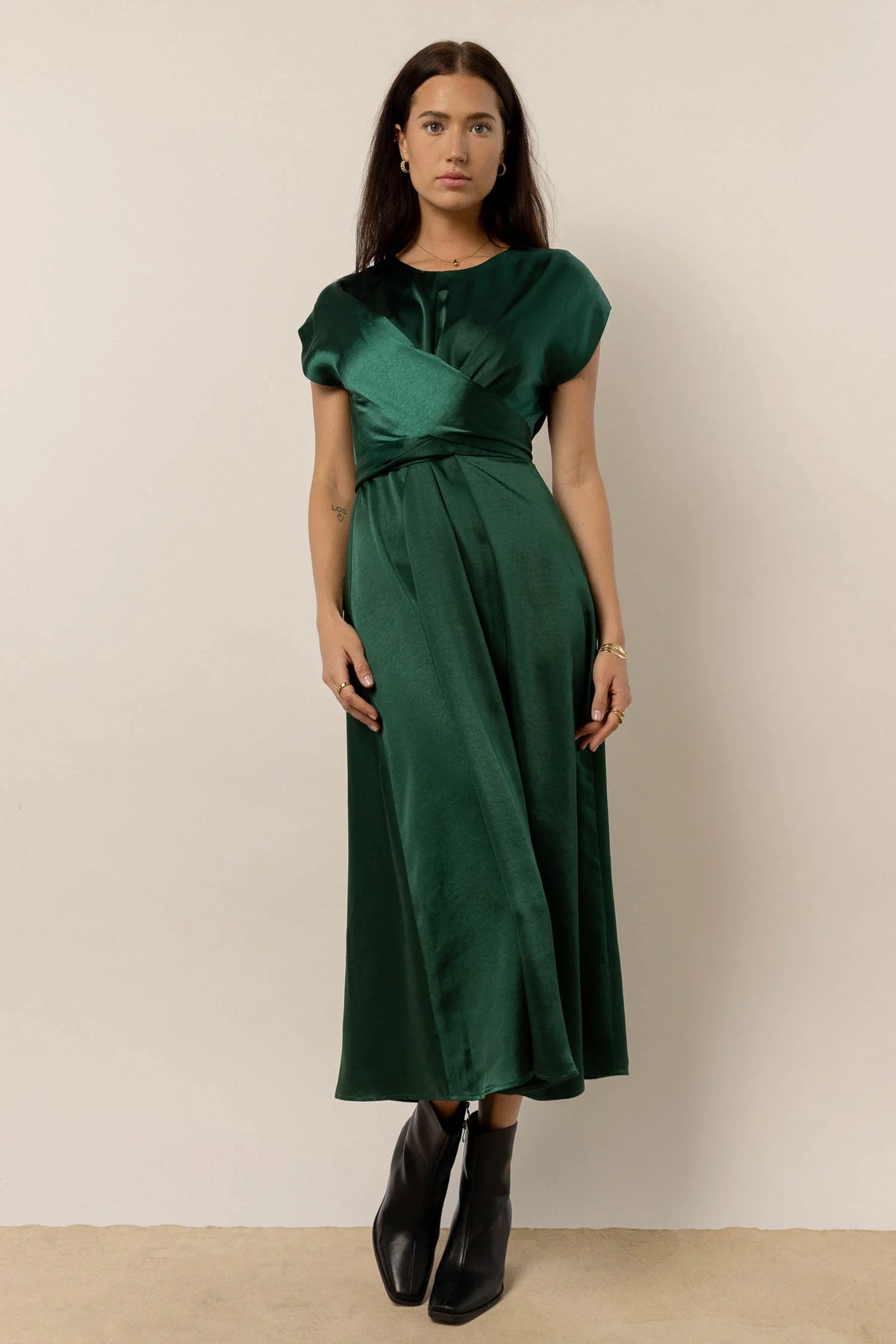 Rosalind Midi Dress in Emerald