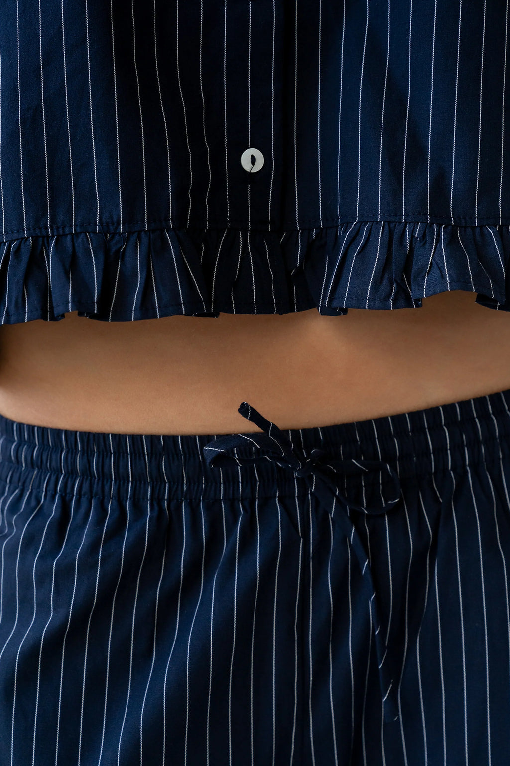 Melody Pinstripe Wide Leg Pants in Navy