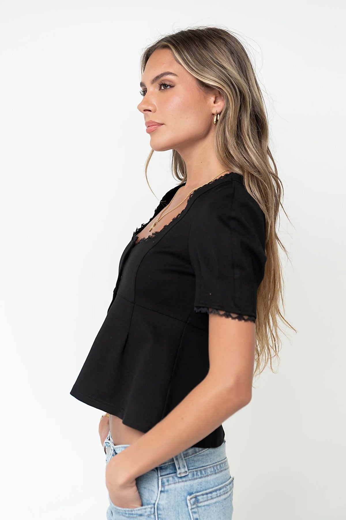 Leticia Peplum Top in Black