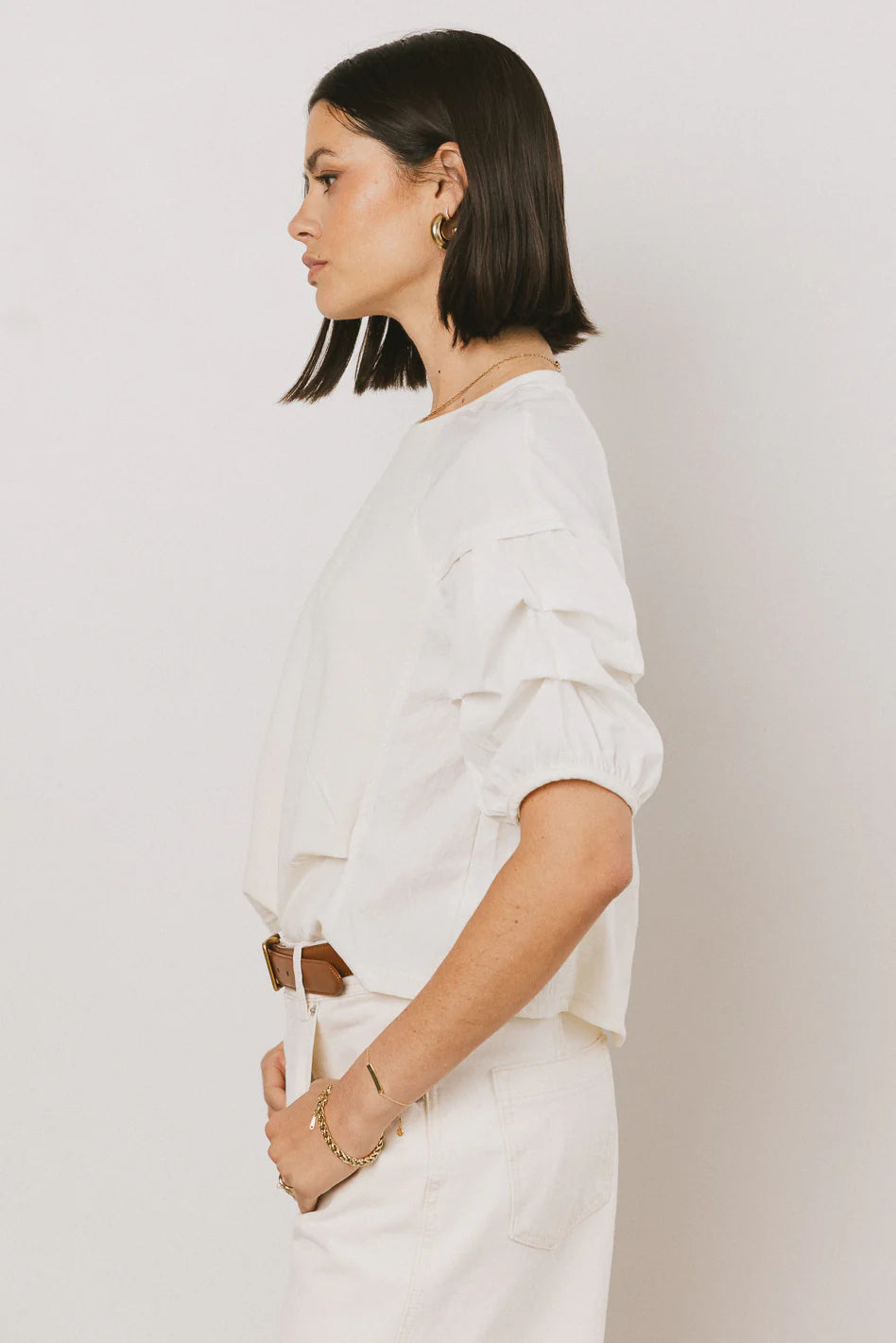 Wyatt Tiered Sleeve Top in Cream