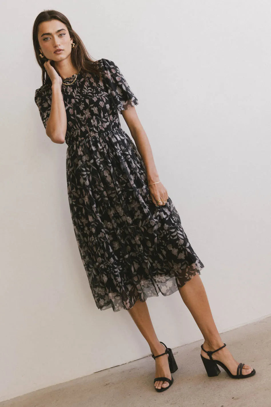 Sofia Midi Dress in Black