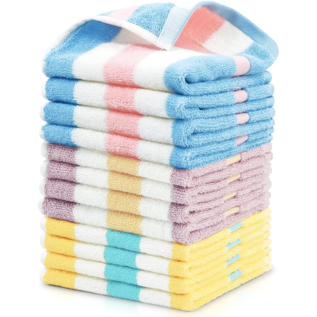 Cotton 12-Pack Striped Washcloths