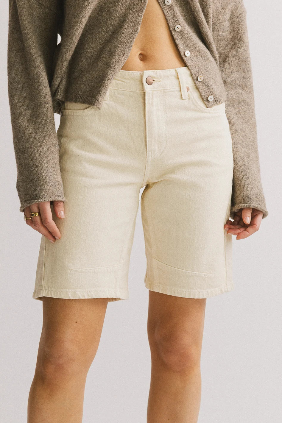 Layla Denim Shorts in Ivory