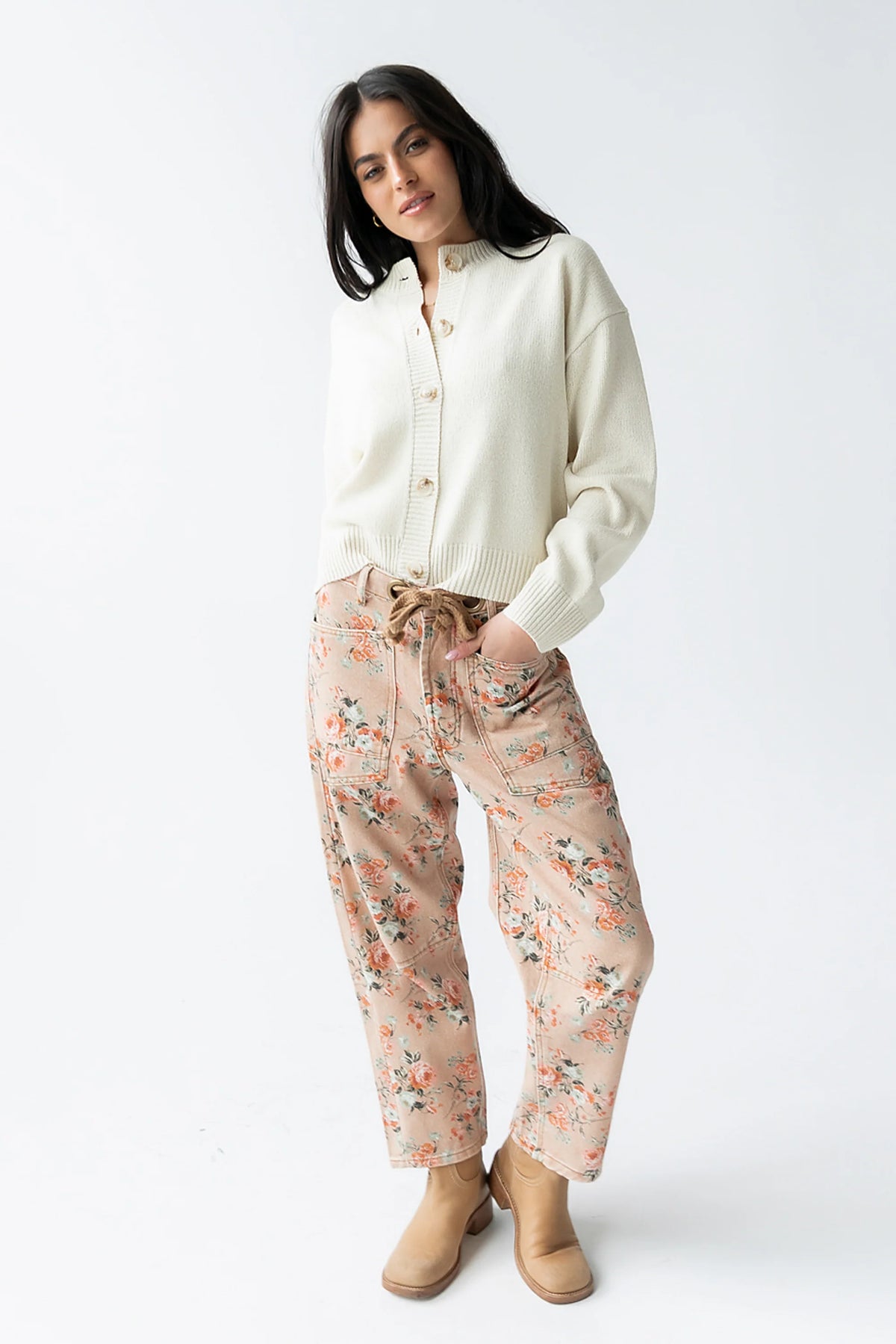 Kasen Knit Cardigan in Cream