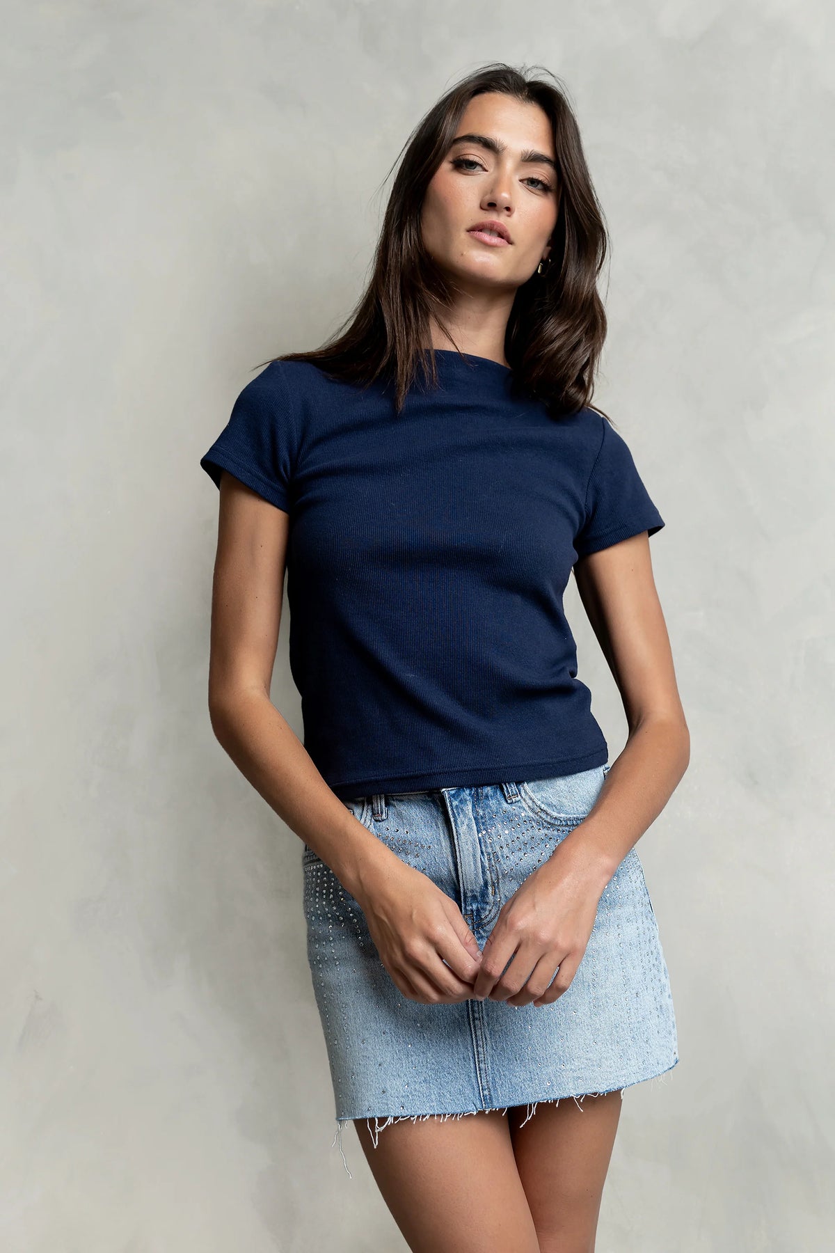 Martha Boatneck Top in Navy