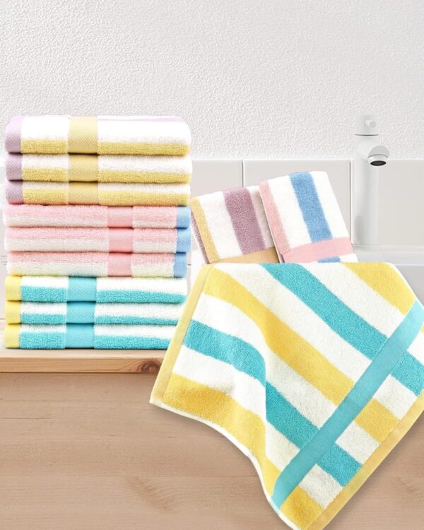 Cotton 12-Pack Striped Washcloths