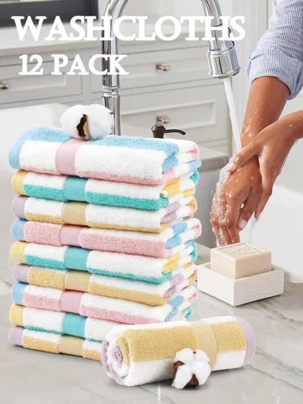 Cotton 12-Pack Striped Washcloths