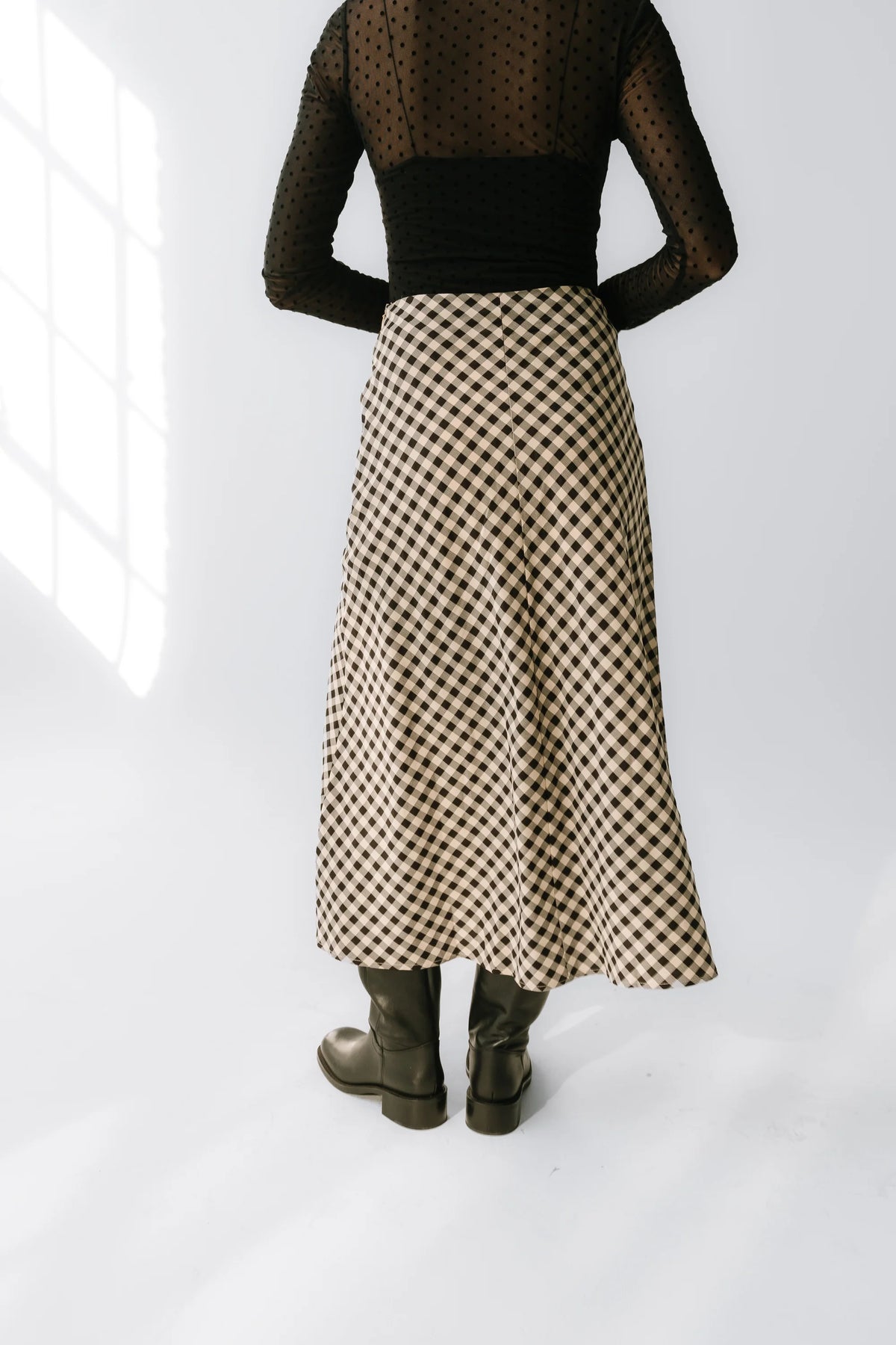 Posie Gingham Skirt in Black