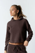 Kourtney Waffle Knit Hoodie in Brown