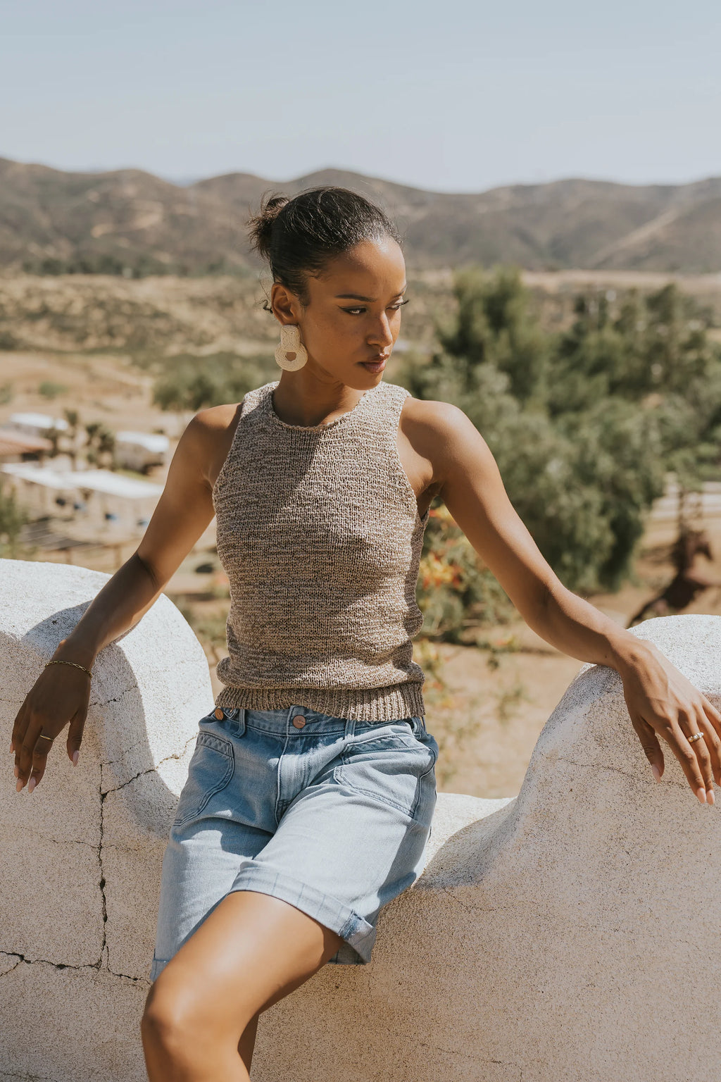 Lottie Knit Tank in Tan