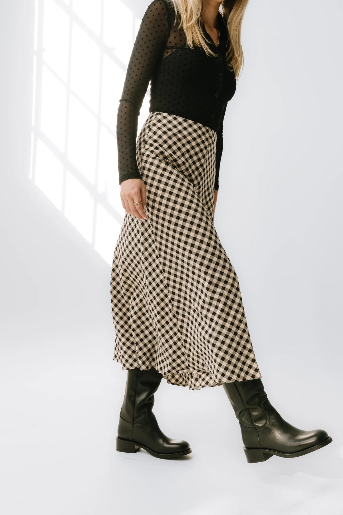 Posie Gingham Skirt in Black