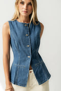 Hudson Denim Vest in Dark Wash