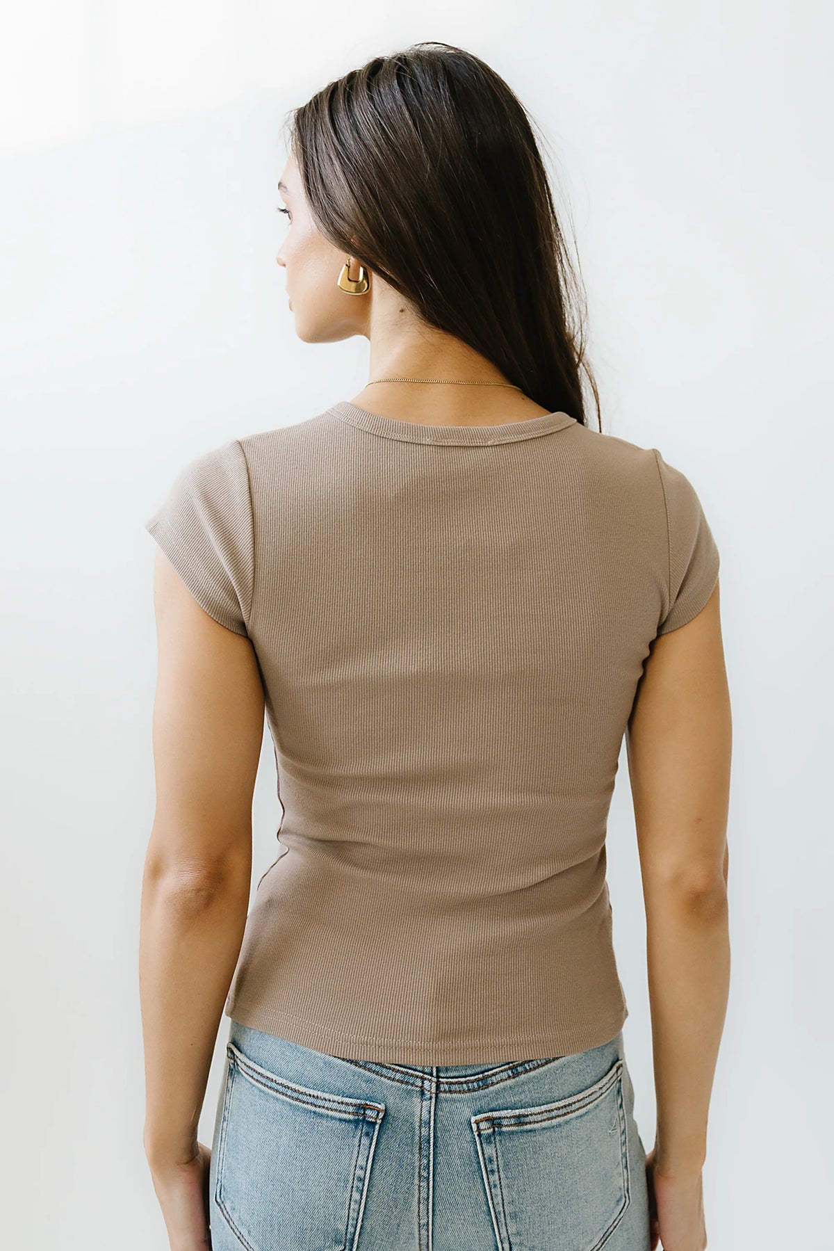 Vestia Button Up Tee in Taupe