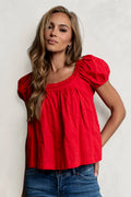 Delaney Swiss Dot Top in Red