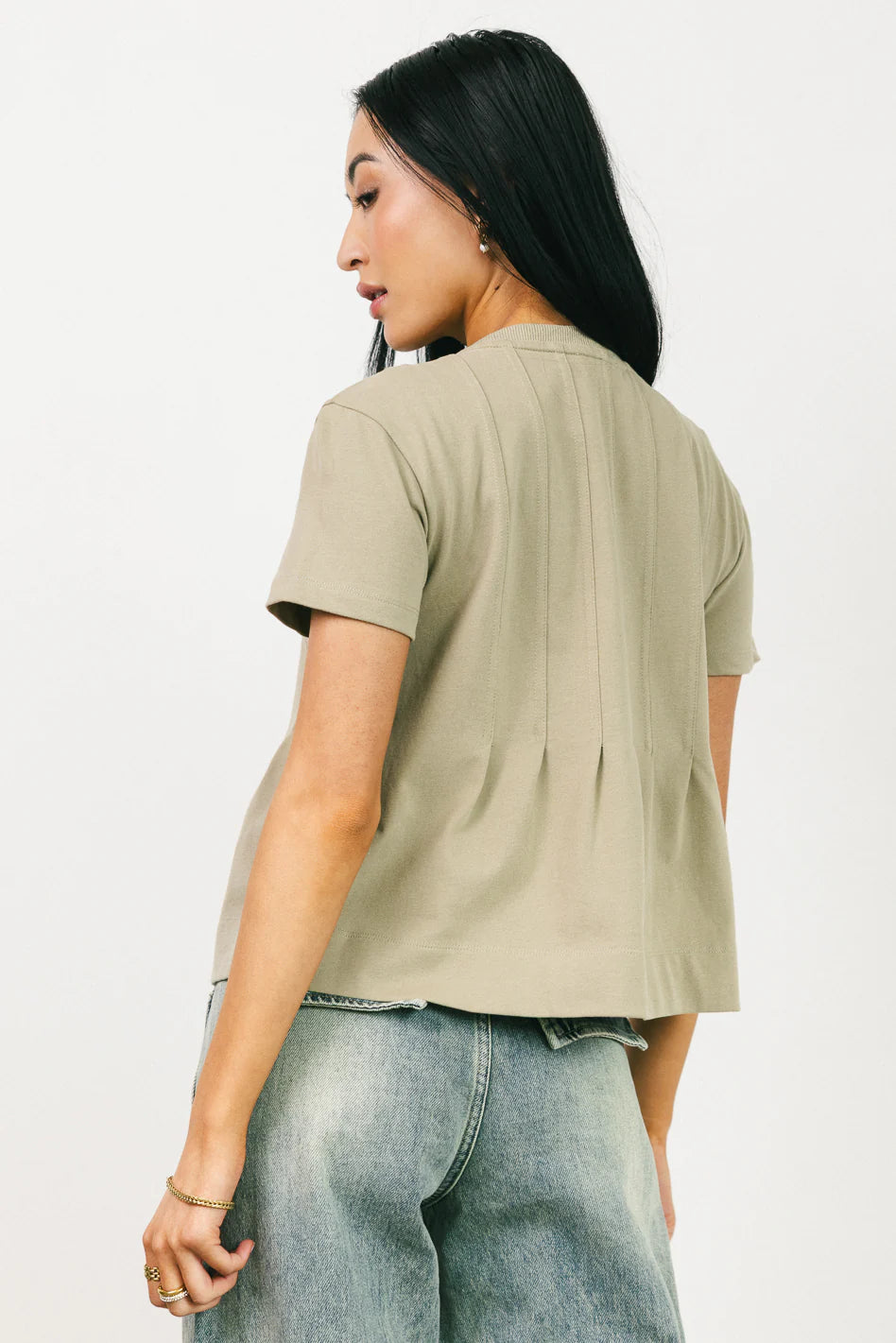 Cattelain Pleated Top in Olive