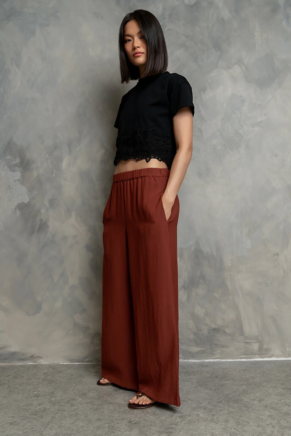 Lee Wide Leg Pants in Brick