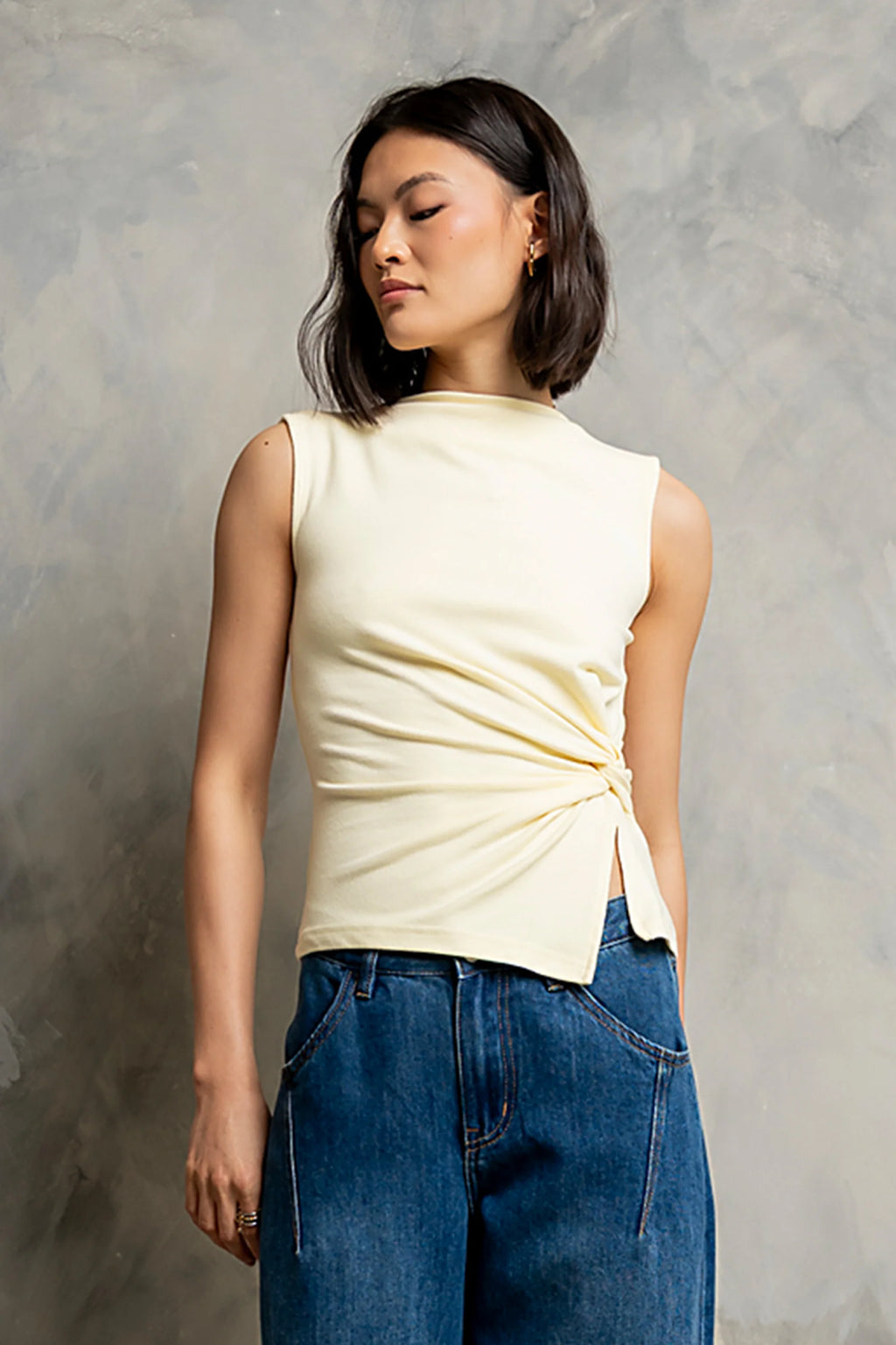 Sylvie Twist Tank in Yellow