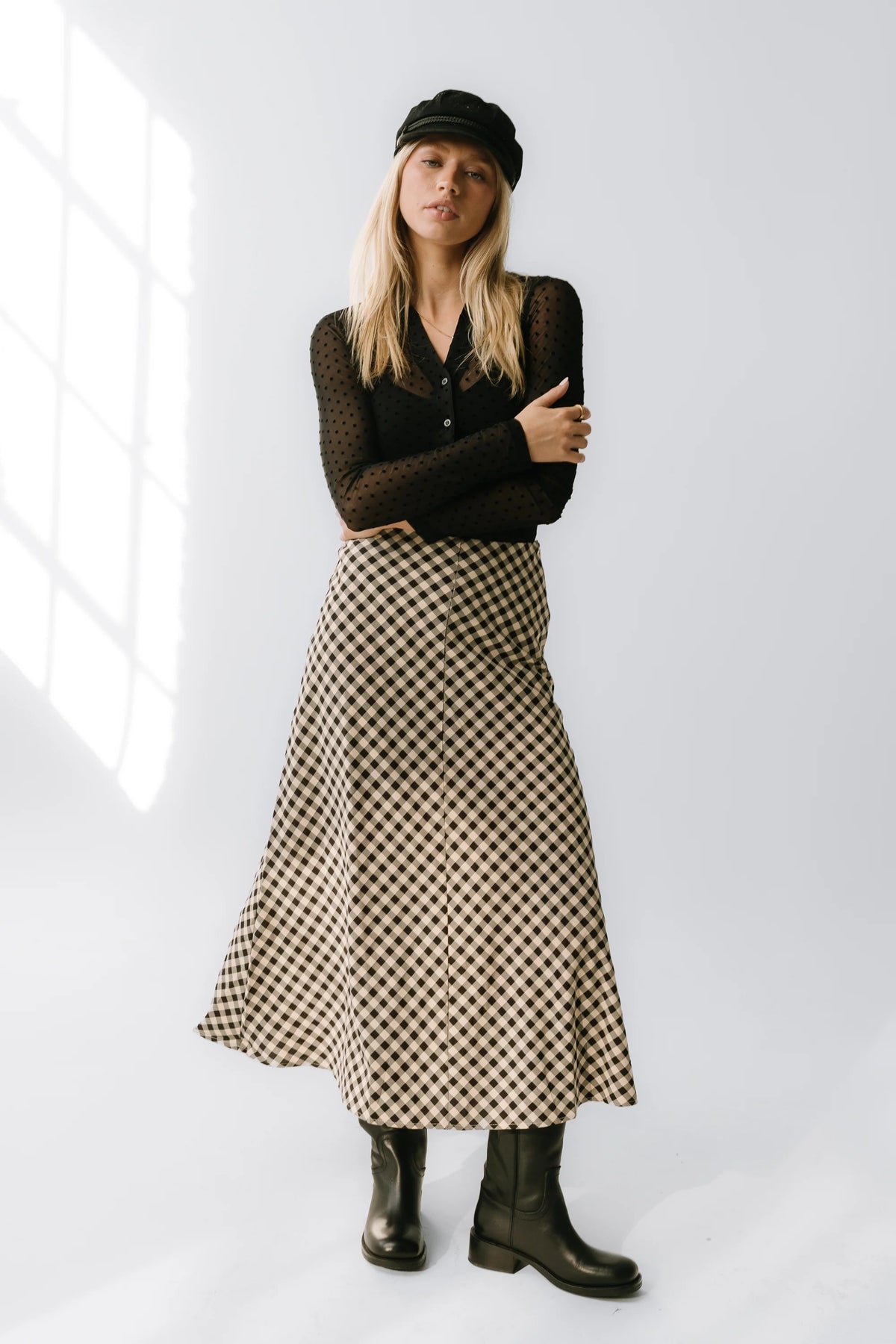 Posie Gingham Skirt in Black