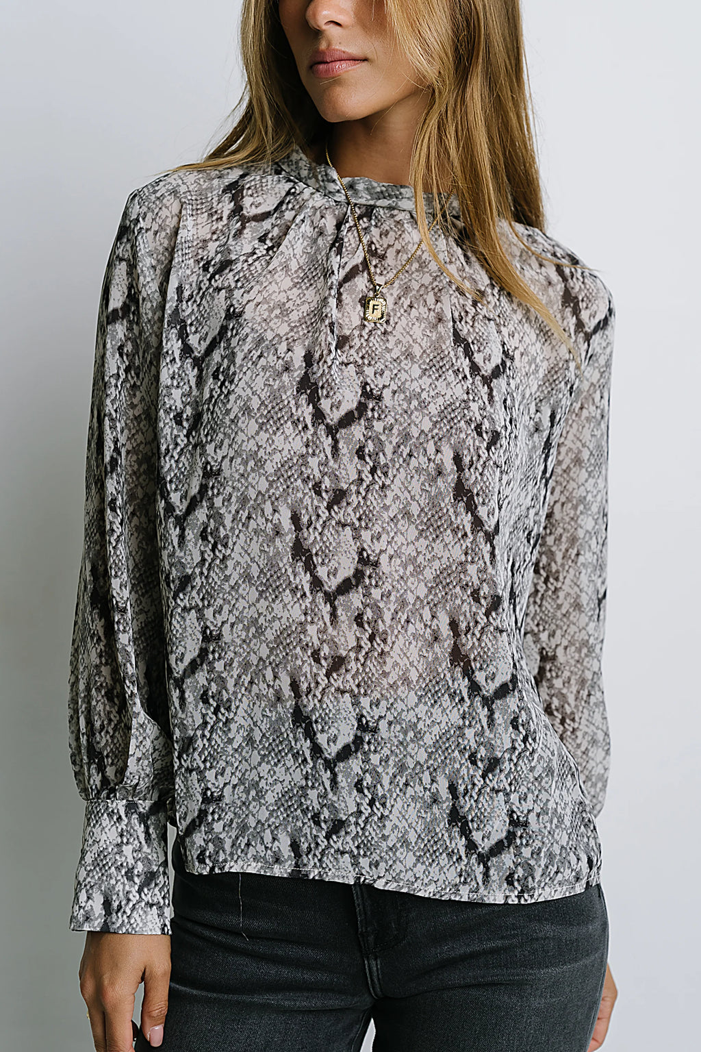 Camille Sheer Blouse in Snake