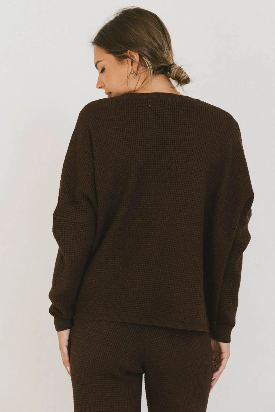 Jesse Waffle Knit Top in Brown