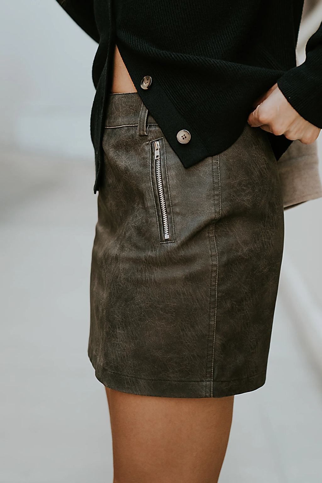Ruthie Leather Mini Skirt
