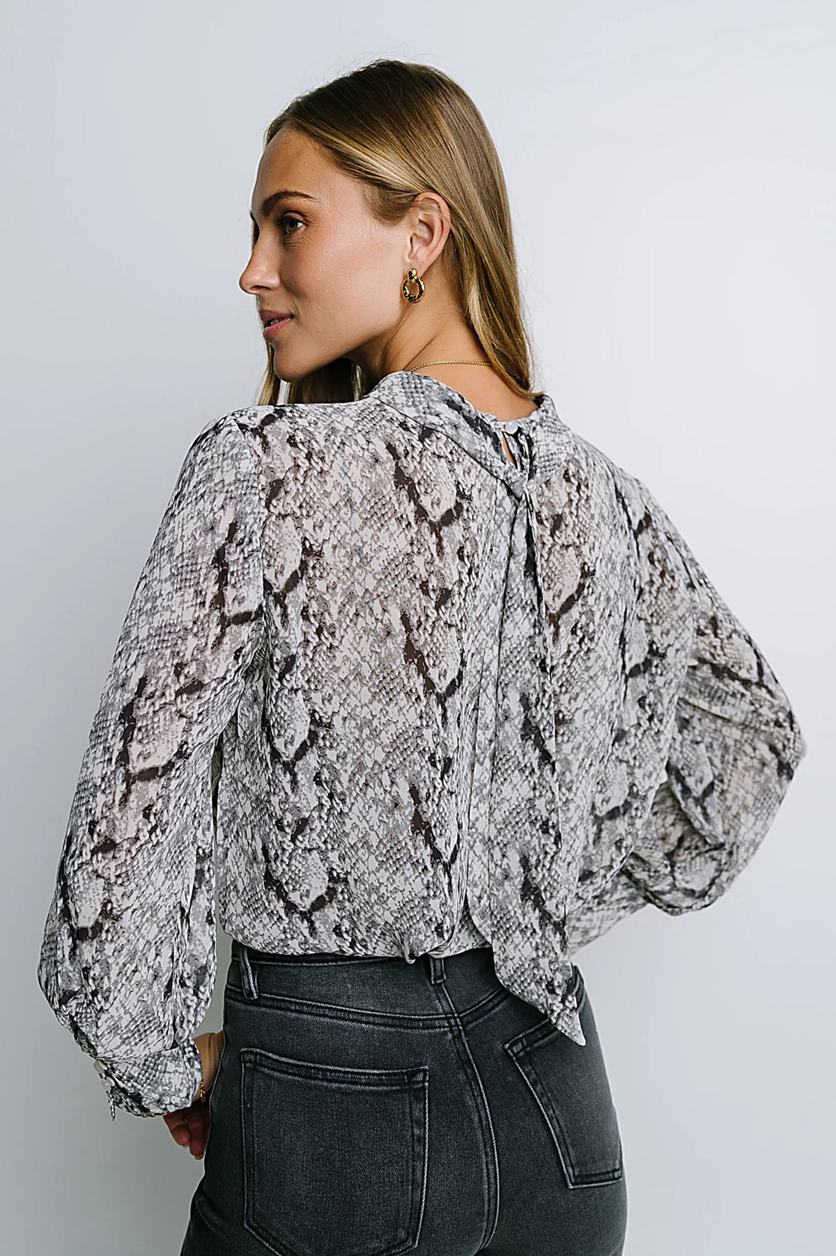 Camille Sheer Blouse in Snake