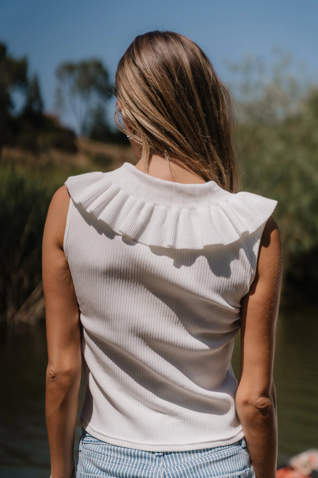 Mitchel Collared Tank in Ivory