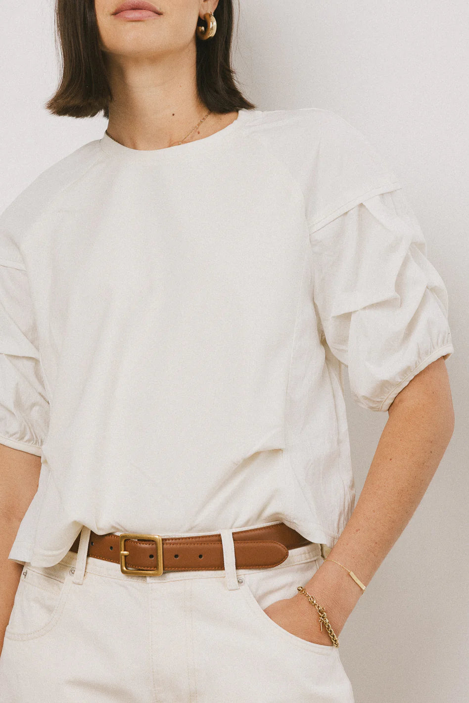 Wyatt Tiered Sleeve Top in Cream