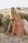 Manoella Floral Maxi Dress in Red