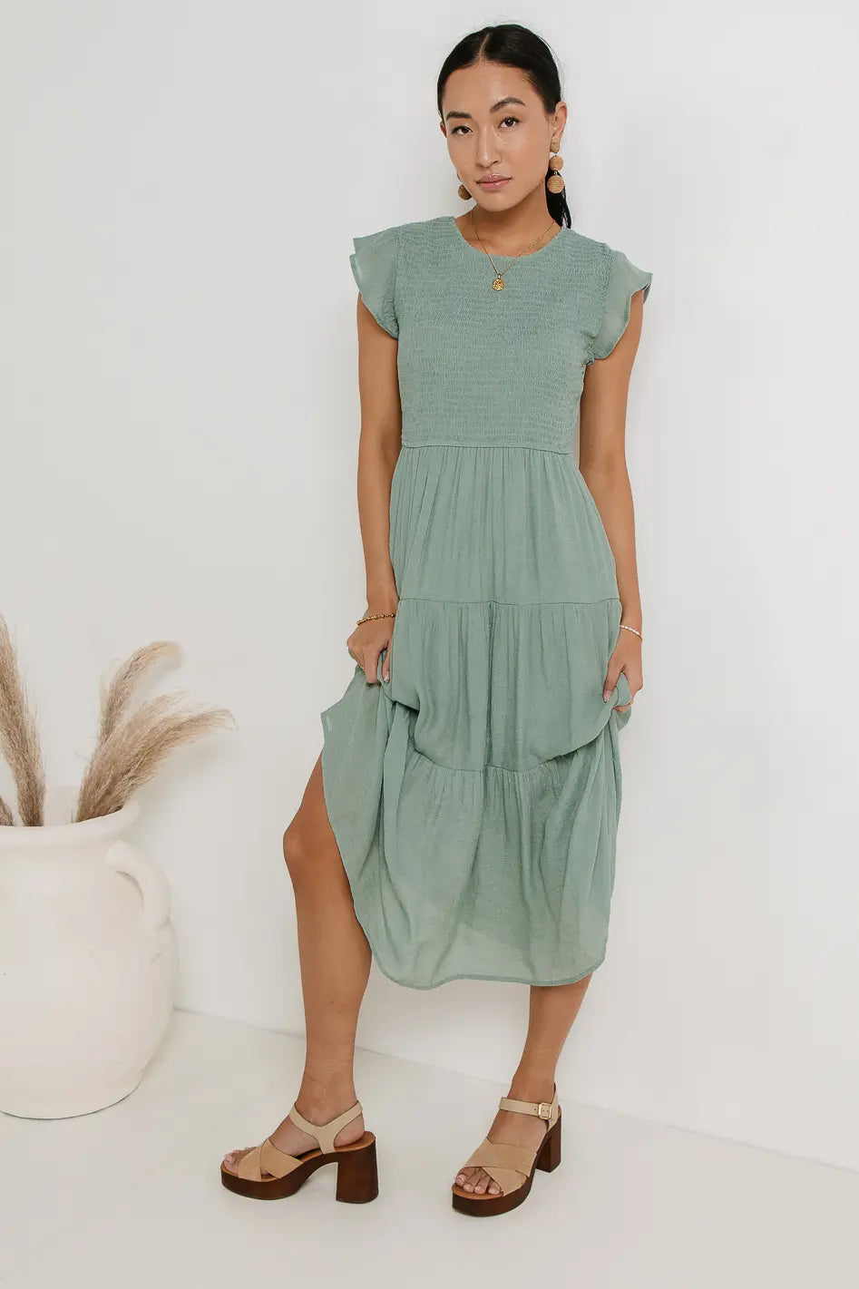 Declan Midi Dress in Sage