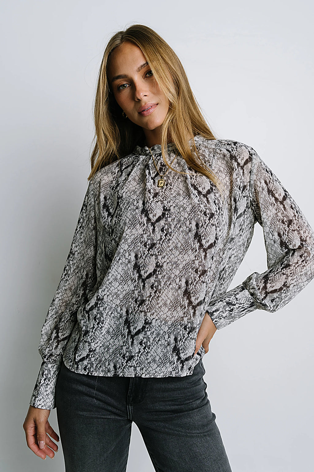 Camille Sheer Blouse in Snake