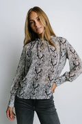 Camille Sheer Blouse in Snake