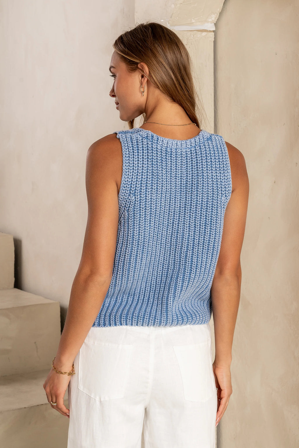 Alexis Knit Vest in Blue