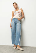 Adeline Lace Trim Barrel Jeans