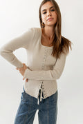 Cal Waffle Knit Top in Oatmeal