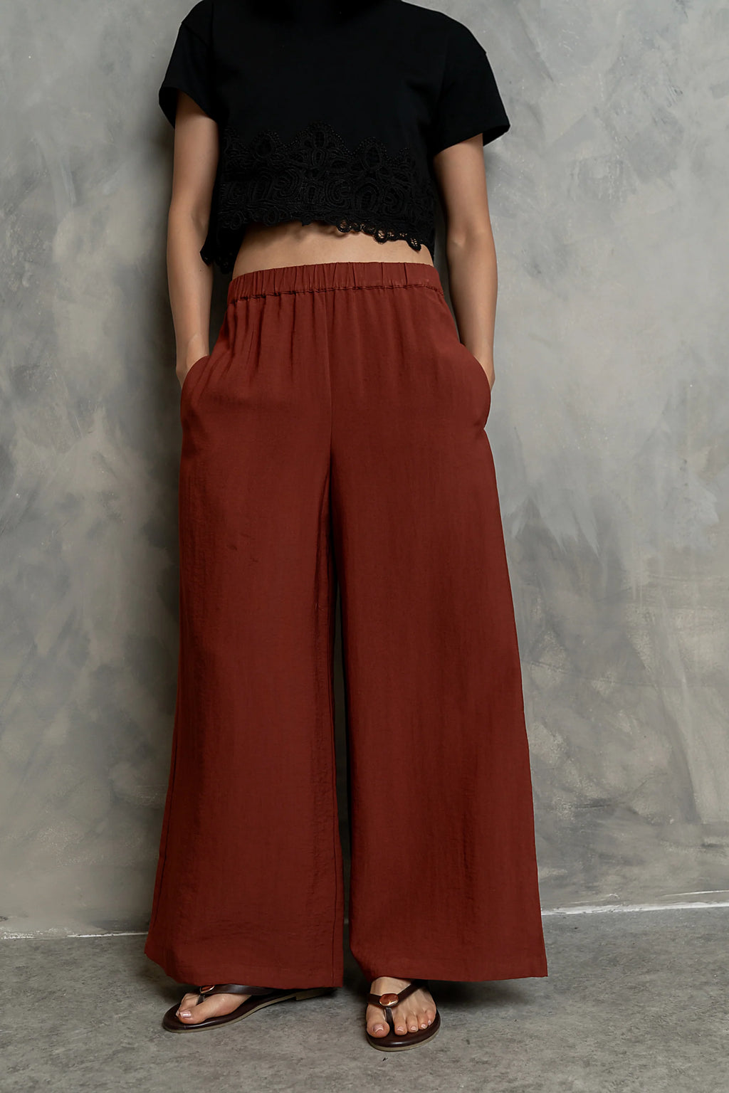 Lee Wide Leg Pants in Brick